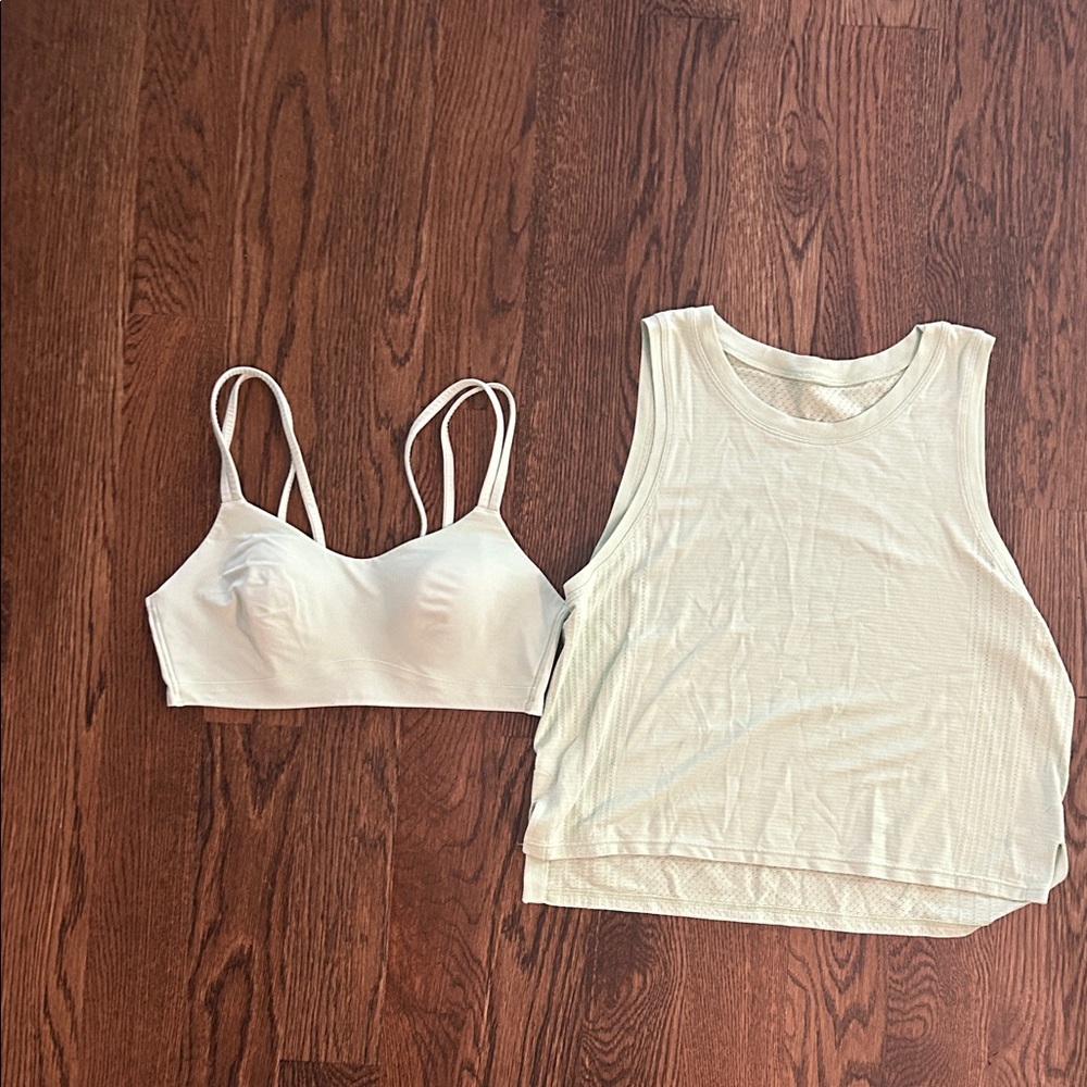 Lululemon Athletica Mint Green Tank Top and Bra Set